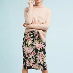Anthropologie Maeve Soft Floral Jacquard Pencil Skirt
